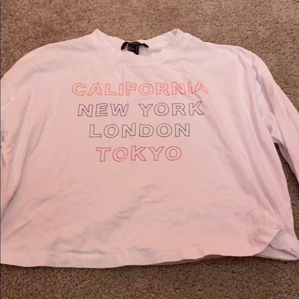 F21 Travel White Longsleeve